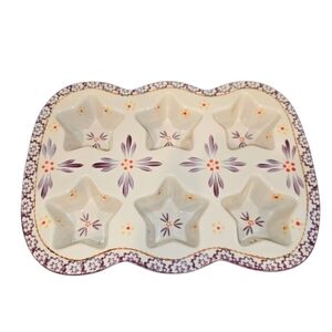 **Temptations By Tara Old World Purple Floral Star-Shaped Ceramic Baking Tray *